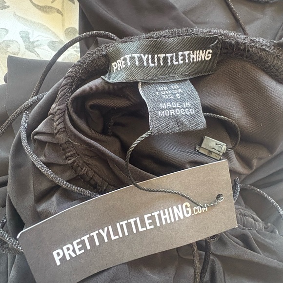 PrettyLittleThing Black Slinky Frill Hem Micro Mini Dress Size 6 - Picture 7 of 12